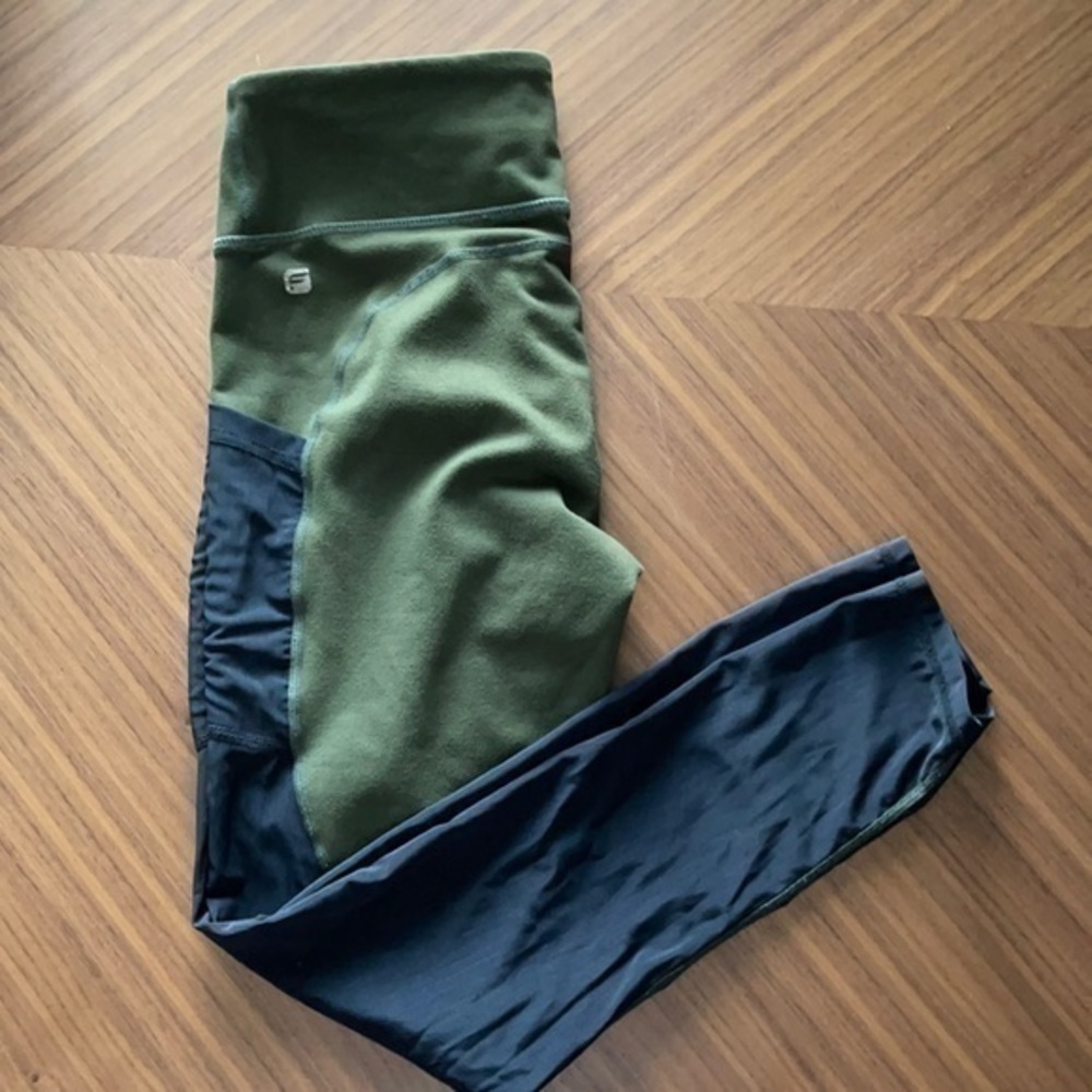 Fabletics || Leggings {Army Green & Black Mesh}